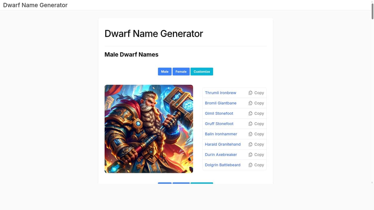 Dwarf Name Generator