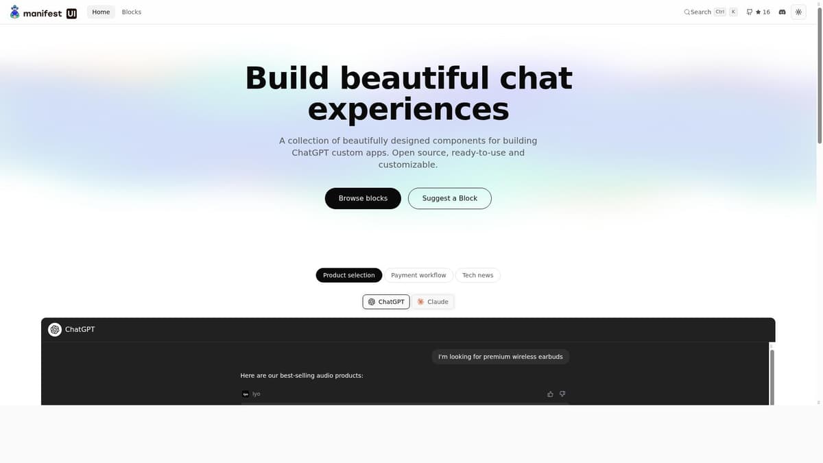 Manifest UI