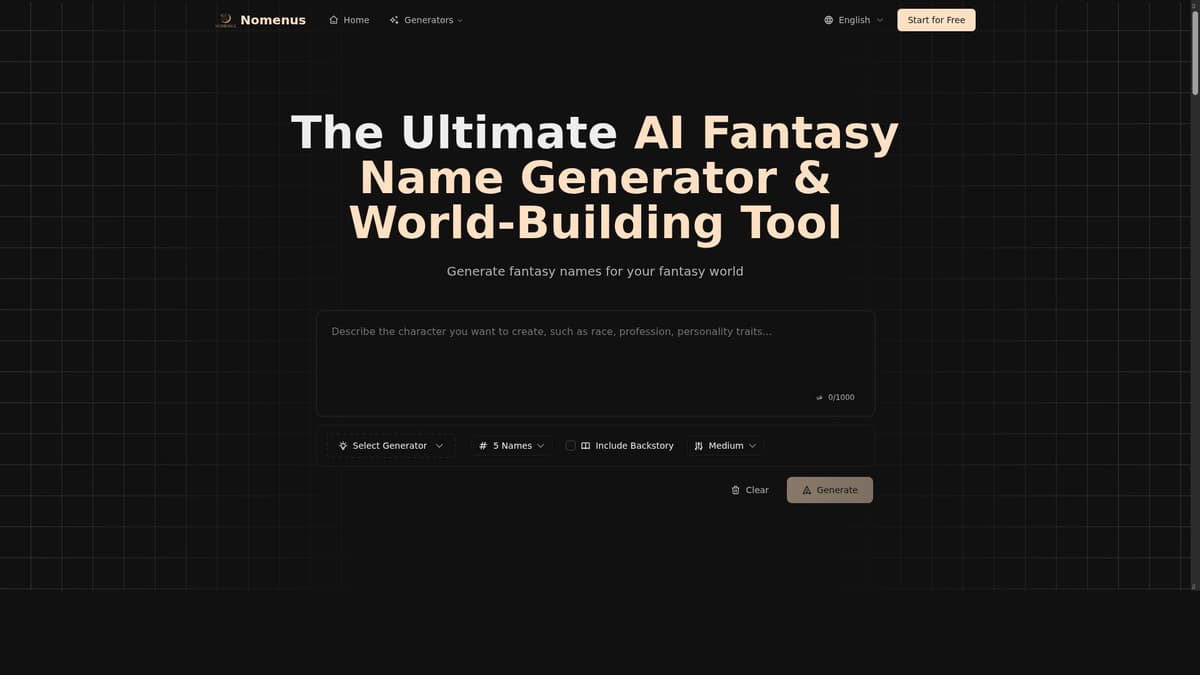 The Ultimate AI Fantasy Name Generator | Nomenus