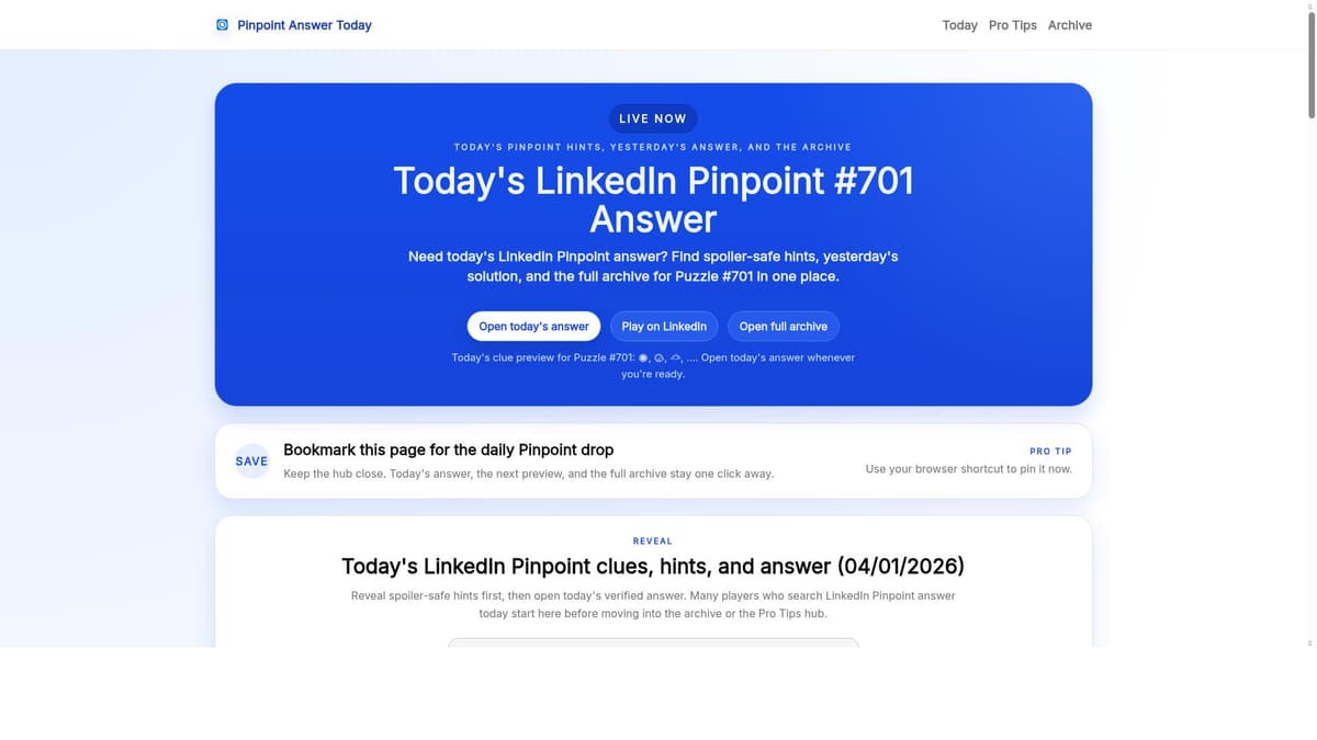 Pinpoint Answer Today