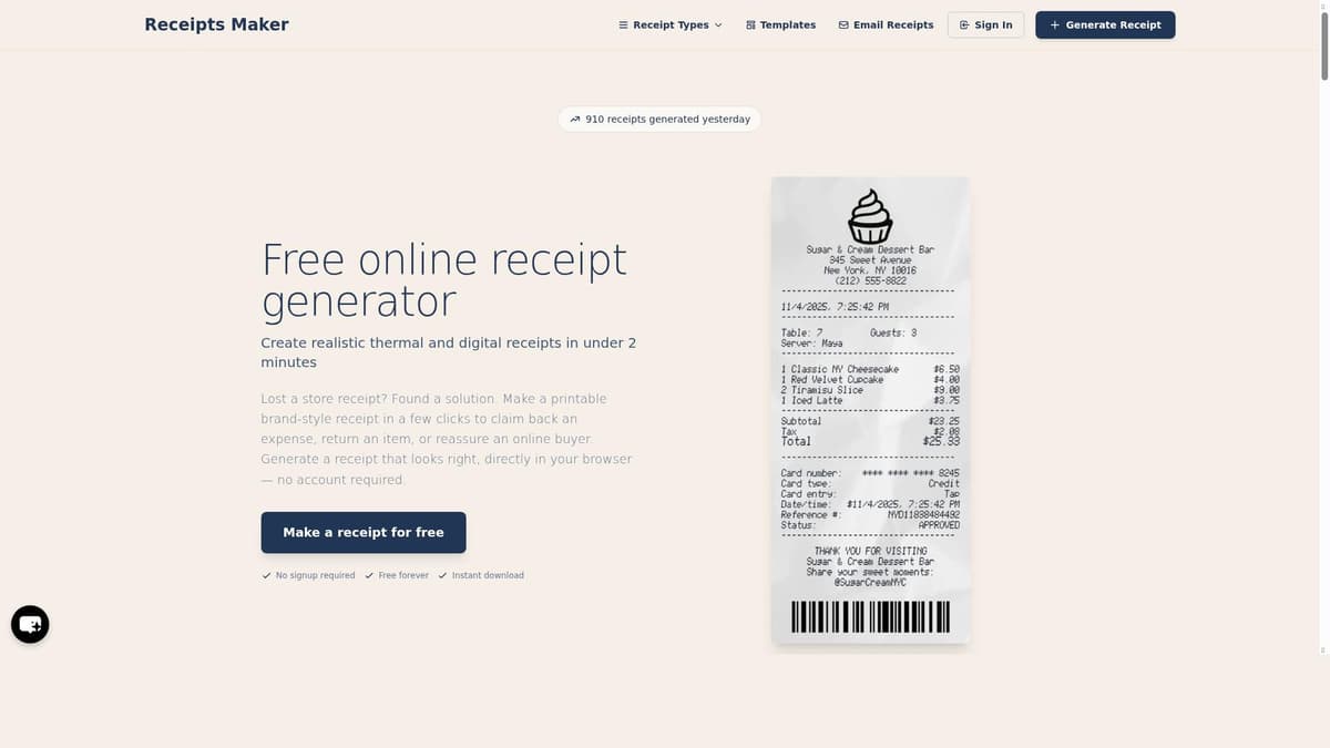 Receipts Maker