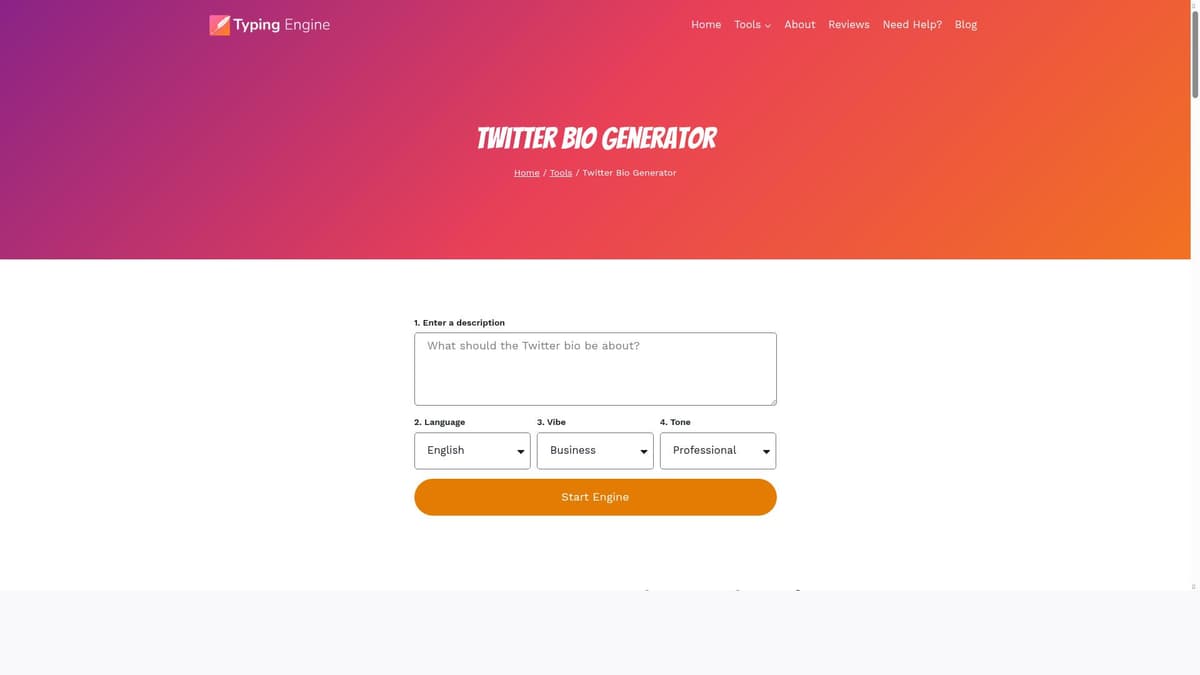Twitter Bio Generator - Create Twitter Bio | Typing Engine