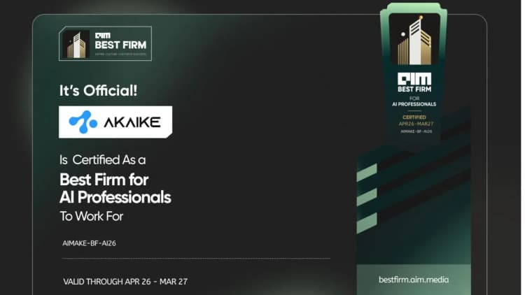 Akaike Technologies Certified as a Best Firm for AI Professionals