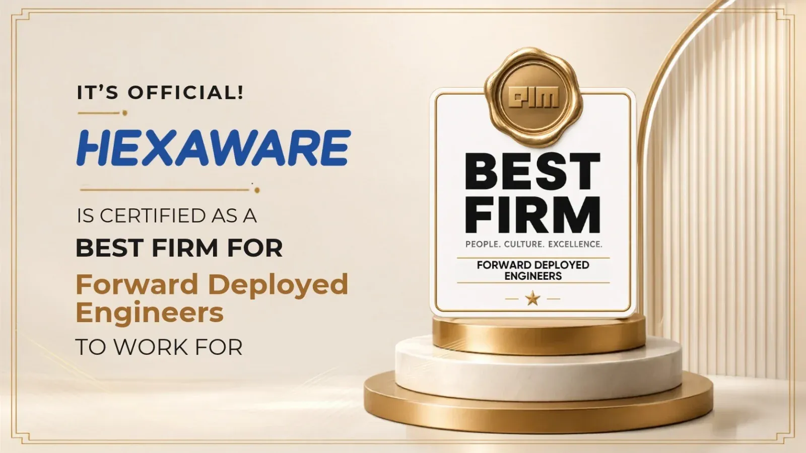 Hexaware Certified as Best Firm for Forward-Deployed Engineers by AIM