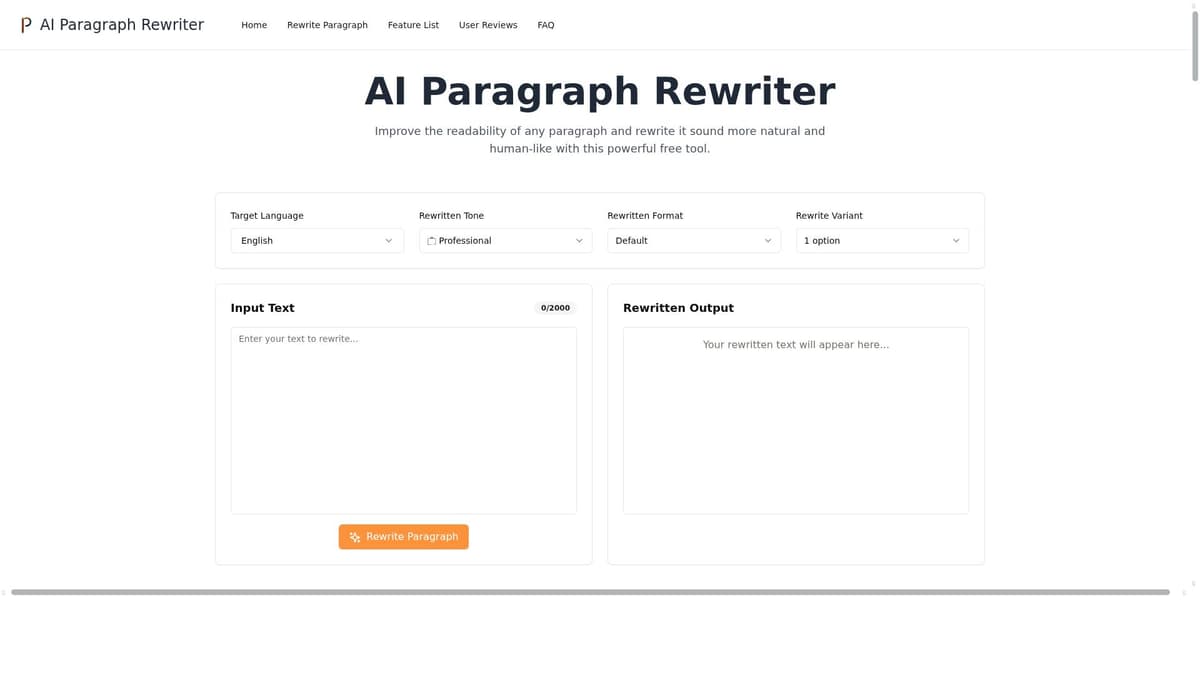 Free AI Paragraph Rewriter