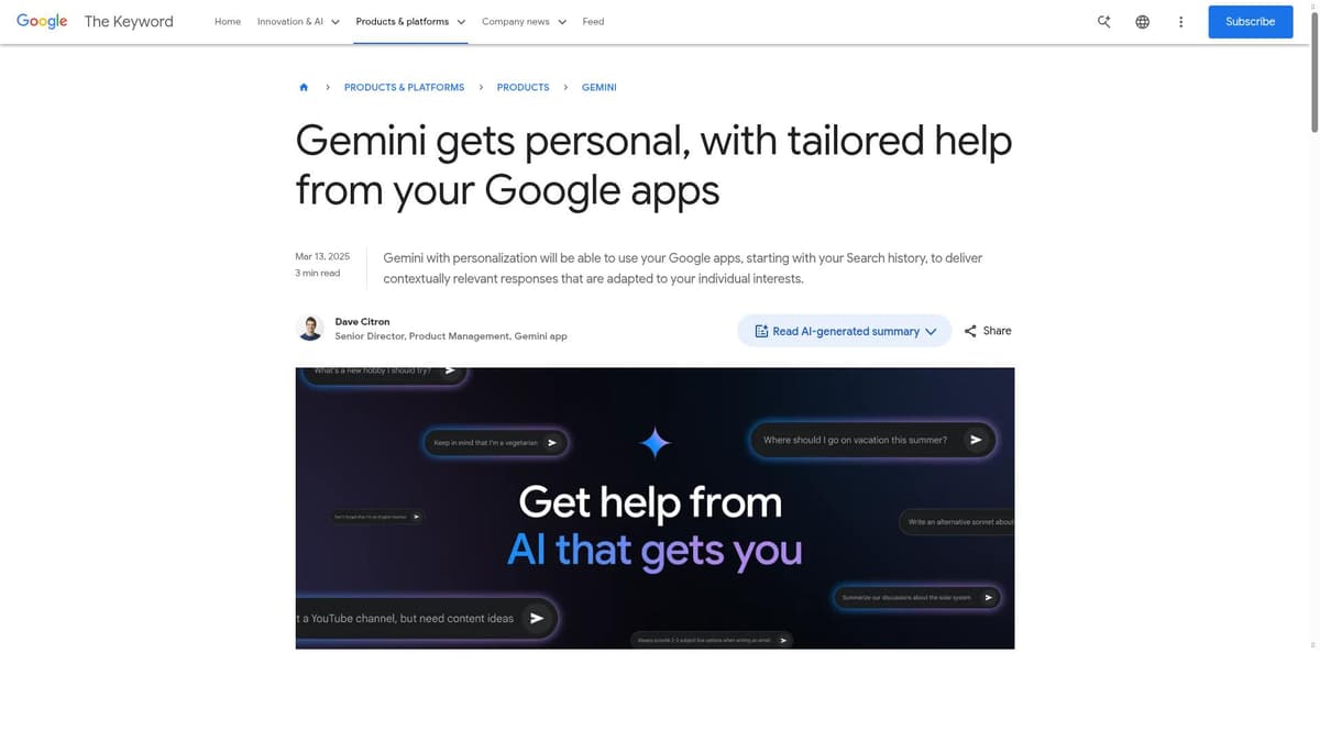 Gemini Personalization