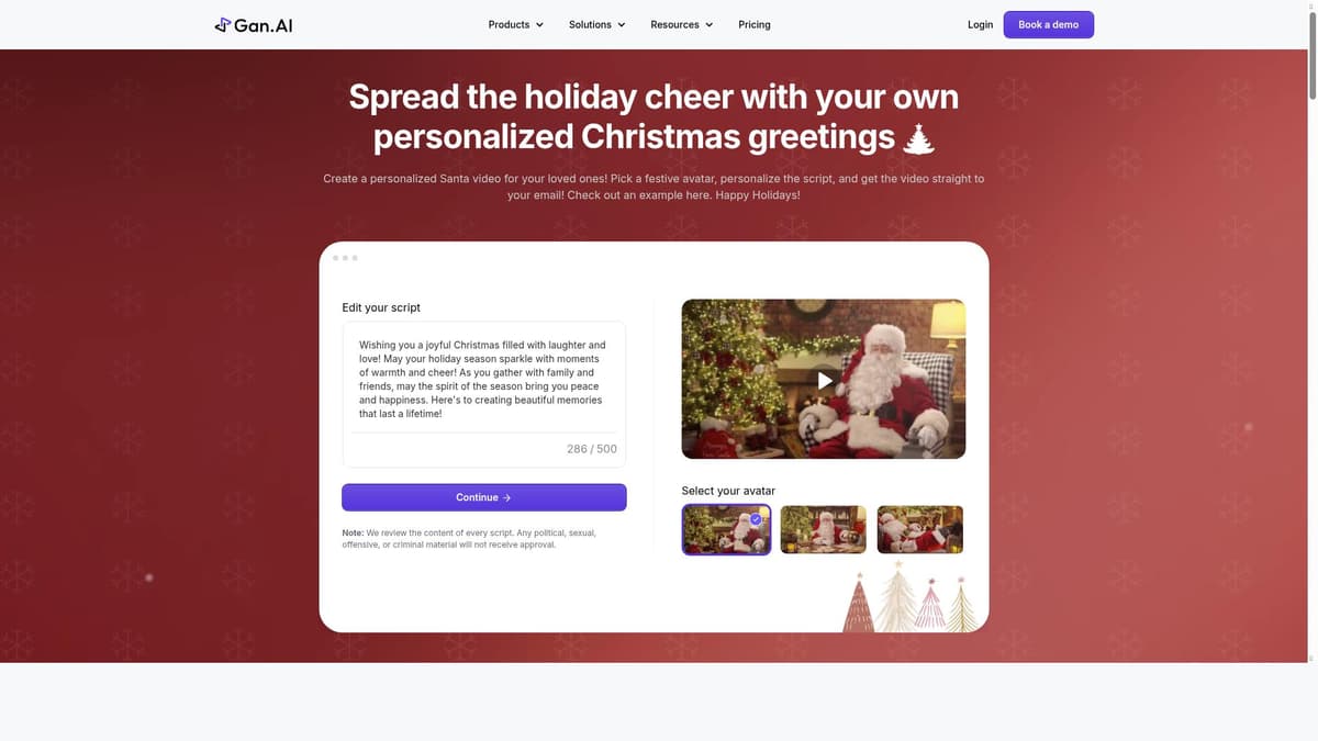 Text to Santa Videos by Gan.AI