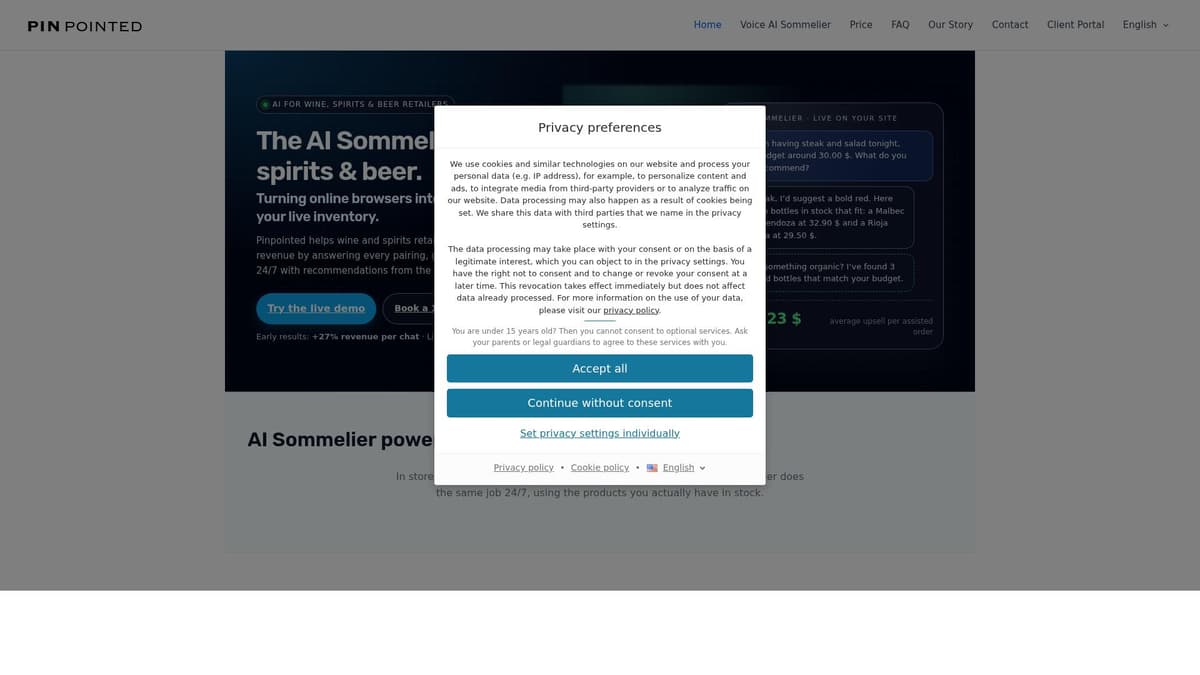 Pinpointed AI Sommelier