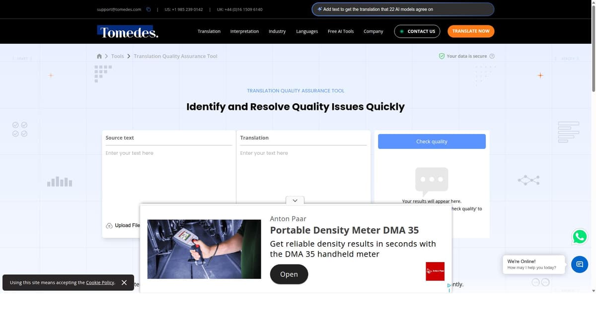 Translation Quality Assurance Tool by Tomedes