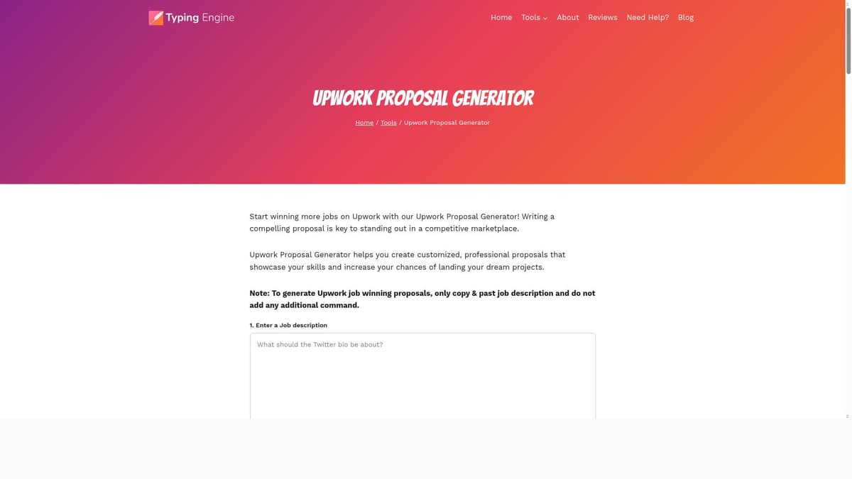 Upwork Proposal Generator - Typing Engine