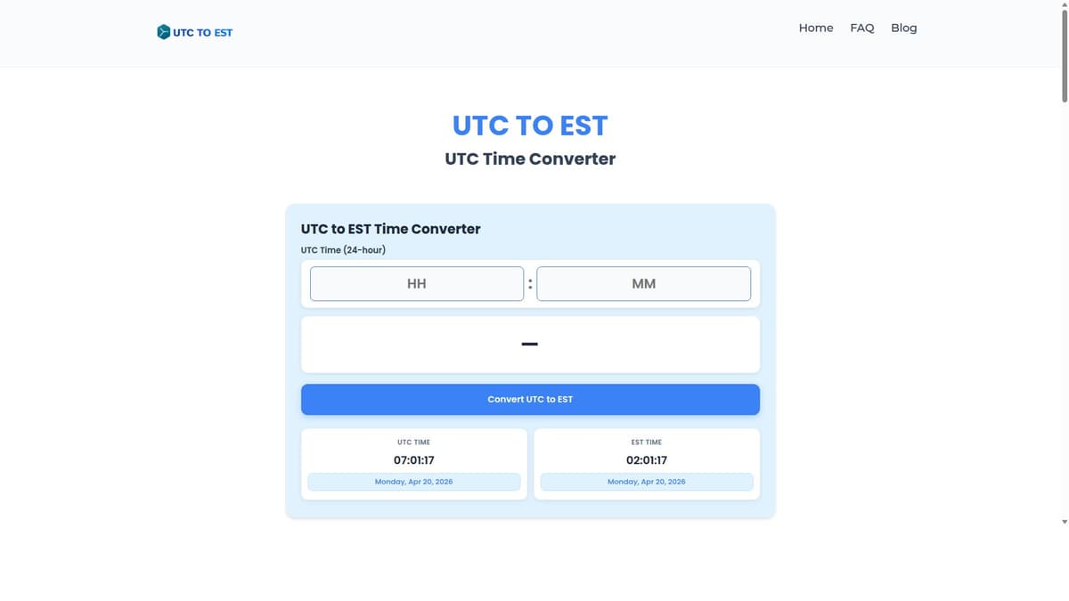 UTC to EST